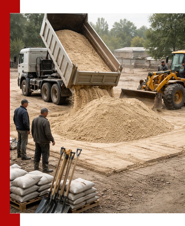 Доставка мытого песка в Гулькевичах с самосвалами по выгодной цене