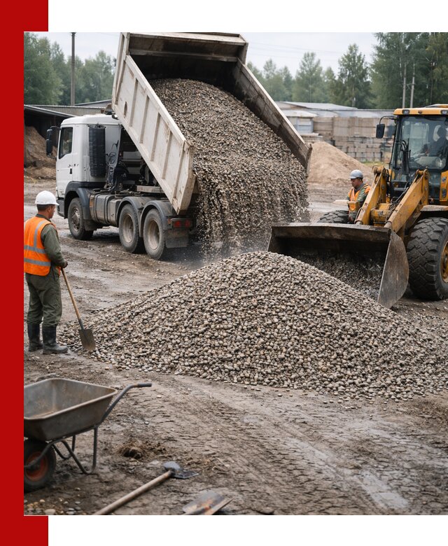 Мытый гравий с доставкой в Гулькевичах от карьера до участка