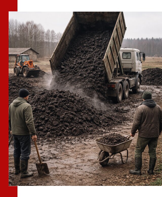 Доставка низинного торфа с разгрузкой и доставкой в Гулькевичах