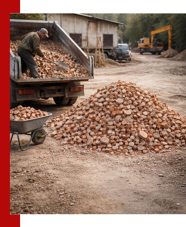 Доставка и подушка из боя кирпича с разгрузкой в Гулькевичах