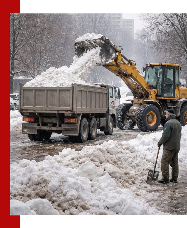 Вывоз снега грузовой техникой в Гулькевичах оперативно и чисто