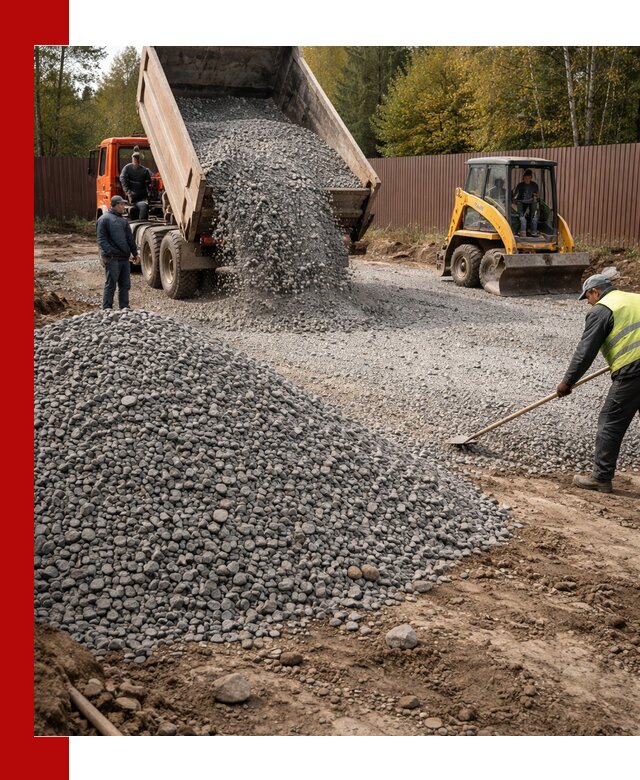 Отсыпка участка щебнем с доставкой и уплотнением в Гулькевичах